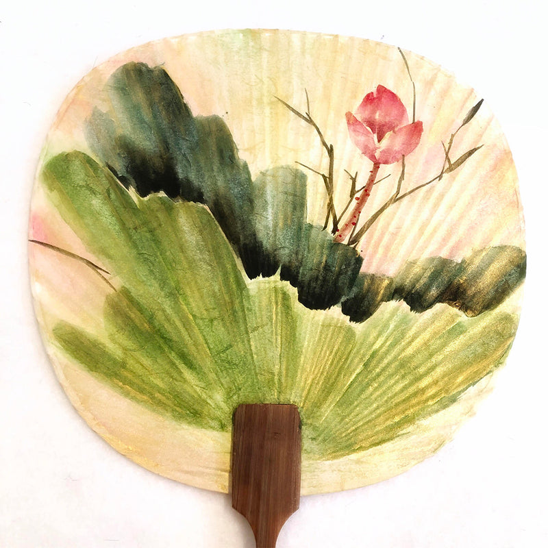 Lotus Painting on Fan by Mayee Futterman