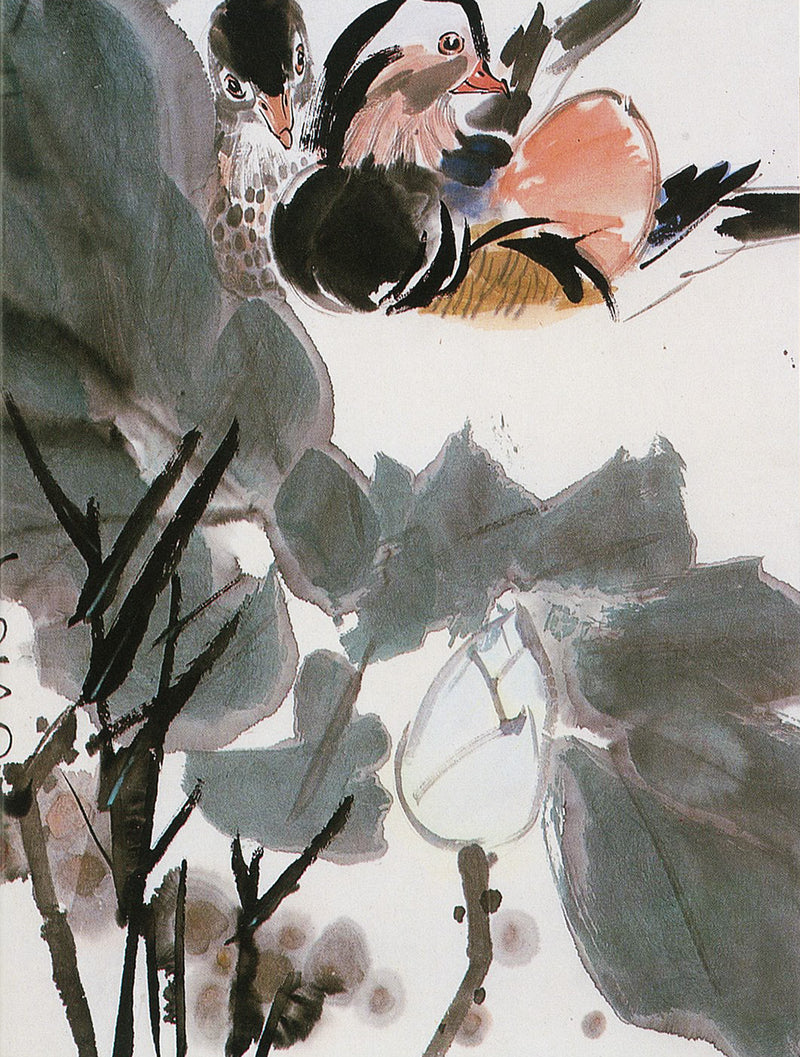 Mandarin Ducks and White Lotus Painting