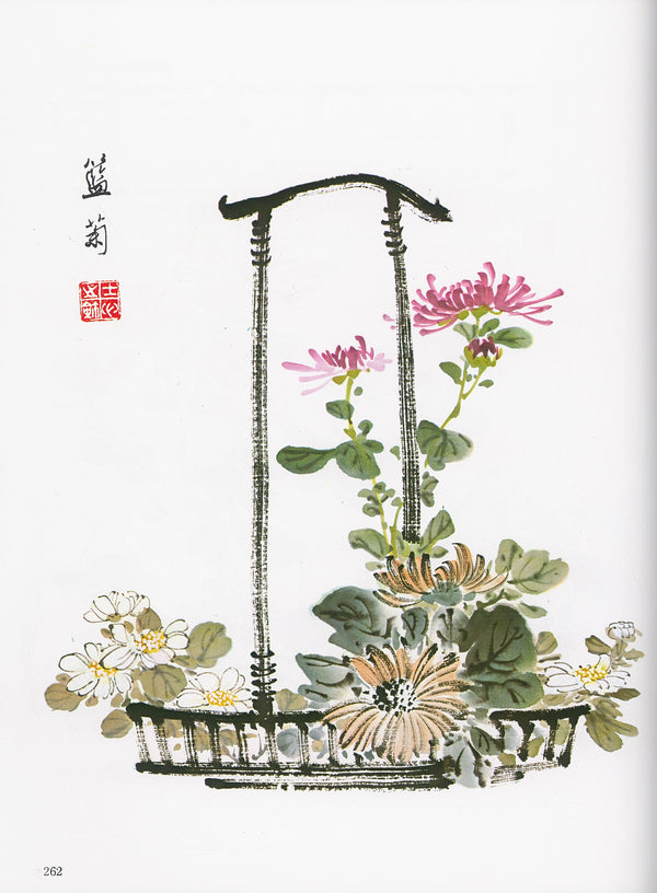 Chrysanthemum and Basket Painting by Johnson Su-Sing Chow