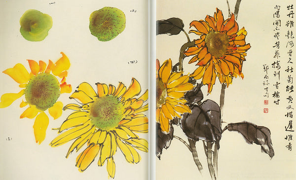 Sunflower Element Instruction and Final Painting by Yang O-shi