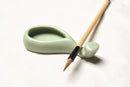 Celadon Ceramic Ink Dish with Brush Rest